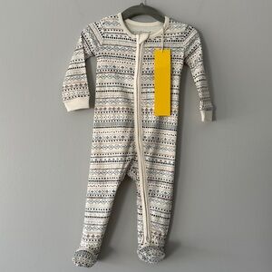 Colored Organics Cozy Cream and Brown Patterned Kids One Piece